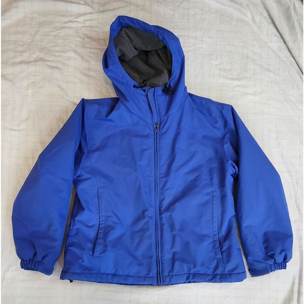 Lands End Parka Coat Womens S Blue ThermaCheck WindCheck Fleece Lined Hooded
